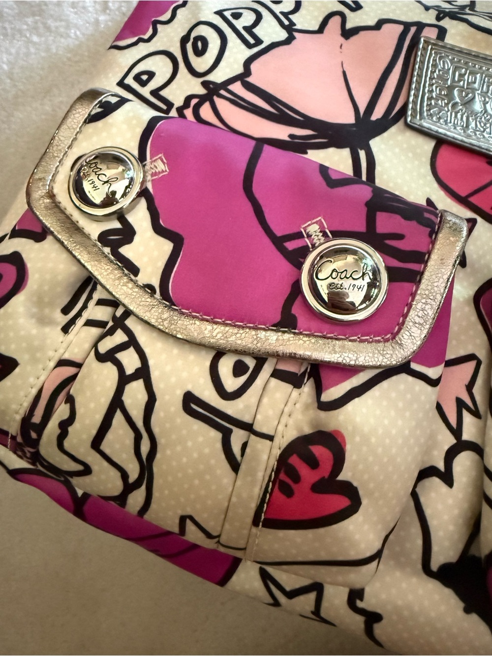 Coach poppy Y2K vintage Floral graffiti Pop Pink Hobo Bag - Picture 8 of 10